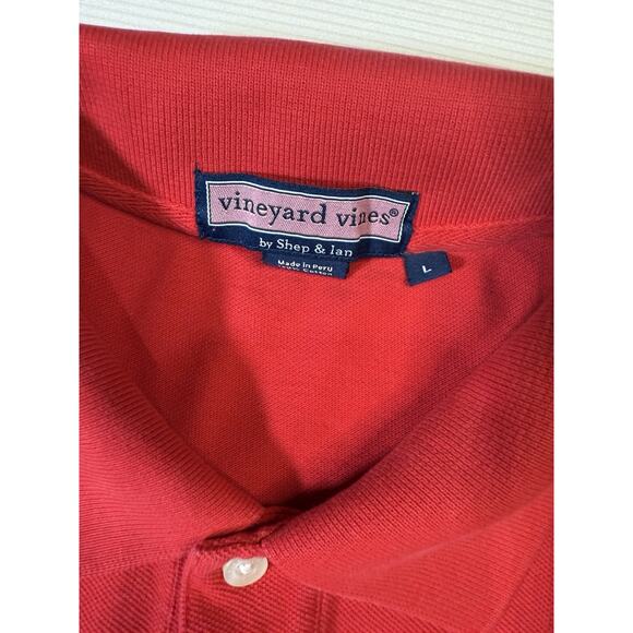 Vineyard Vines Classic Whale Short Sleeve Polo Shirt (Men's Large) Red - Picture 4 of 8